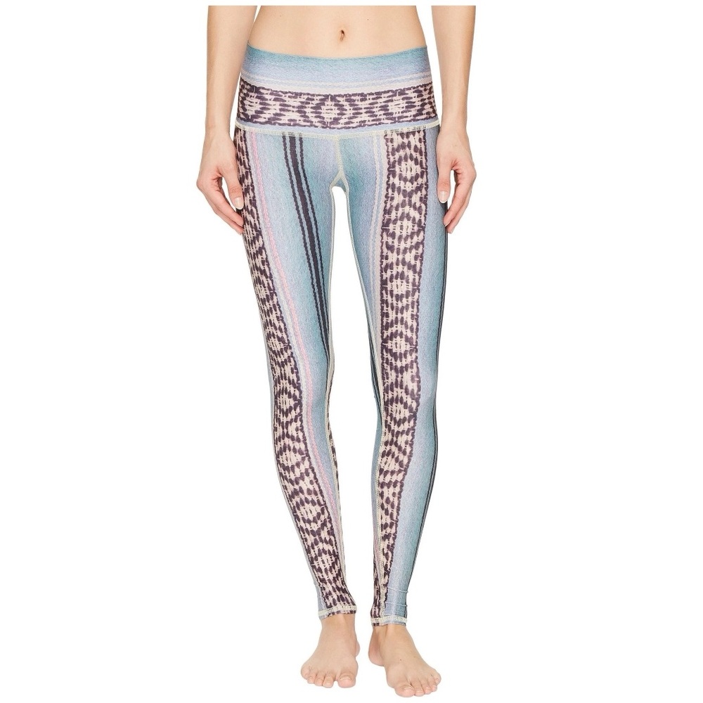 Teeki Border Towns Blue Hot Pant Yoga Leggings Recycled Full Length Size Small